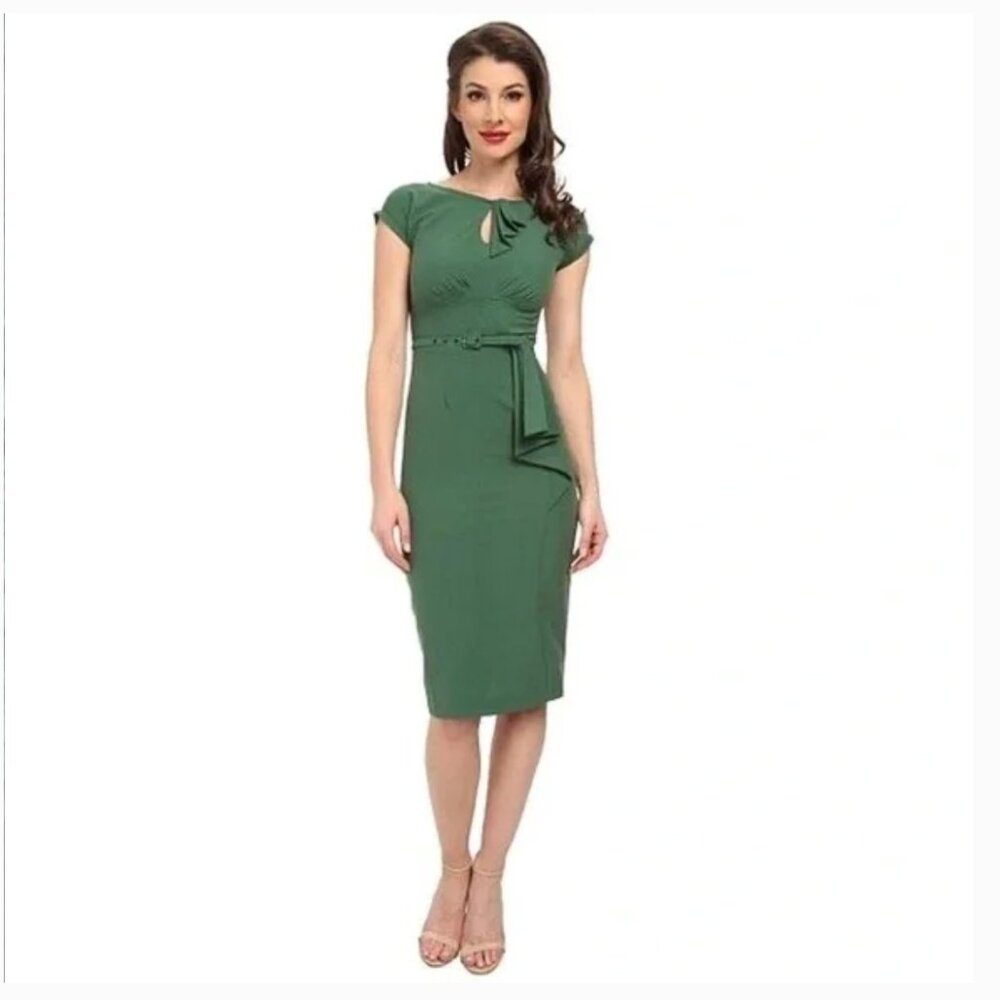Stop Staring Green Ruched Peplum Sheath Dress NWT Medium